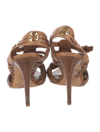 Tory Burch Leather Braided Accents Slingback Sandals