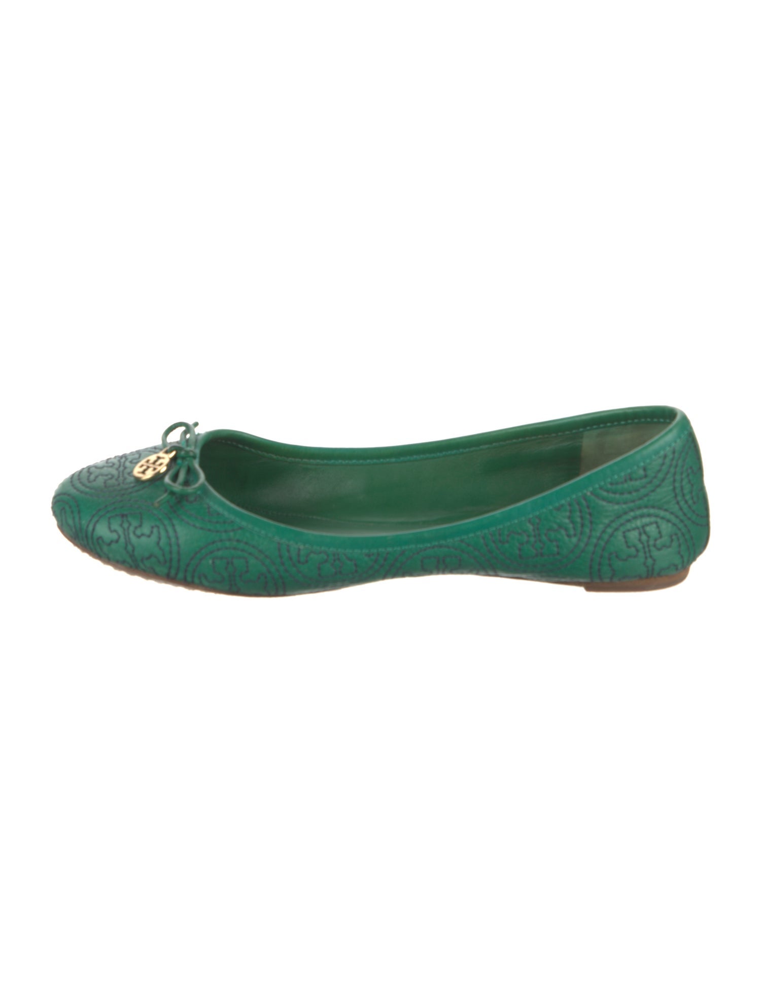 Tory Burch Patent Leather Bow Accents Ballet Flats