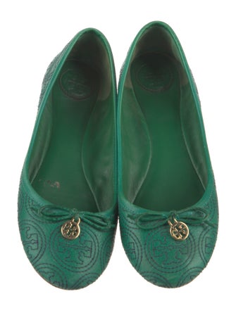 Tory Burch Patent Leather Bow Accents Ballet Flats