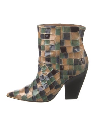 Tory Burch Patent Leather Printed Boots