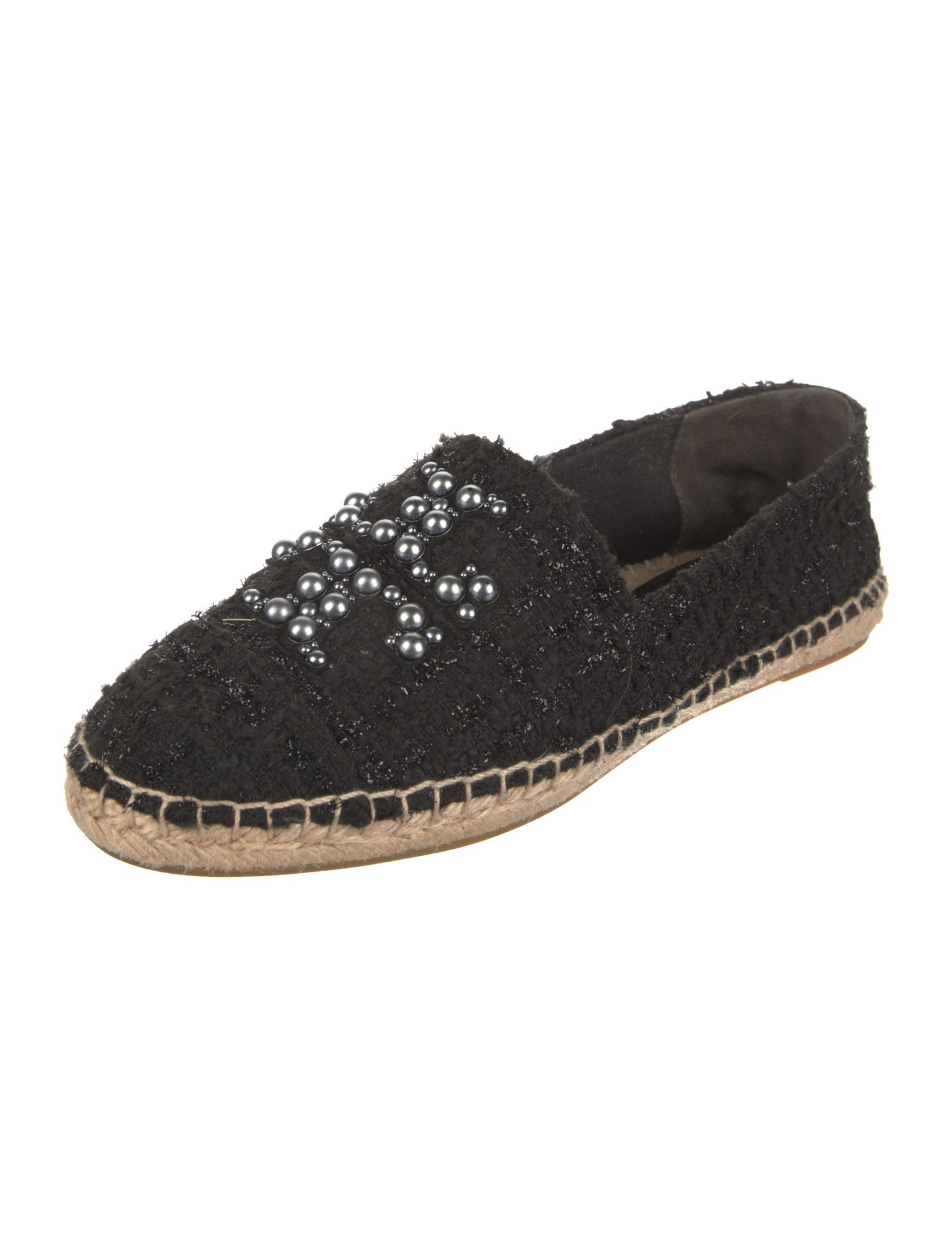Tory Burch Tweed Beaded Accents Espadrilles