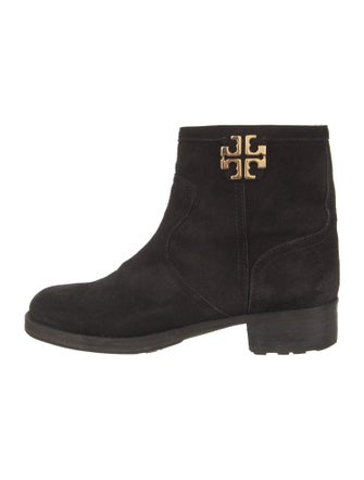 Tory Burch Suede Leather Trim Embellishment Moto Boots