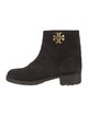 Tory Burch Suede Leather Trim Embellishment Moto Boots
