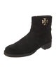 Tory Burch Suede Leather Trim Embellishment Moto Boots