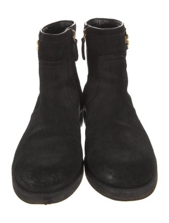 Tory Burch Suede Leather Trim Embellishment Moto Boots