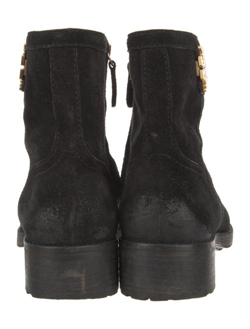 Tory Burch Suede Leather Trim Embellishment Moto Boots