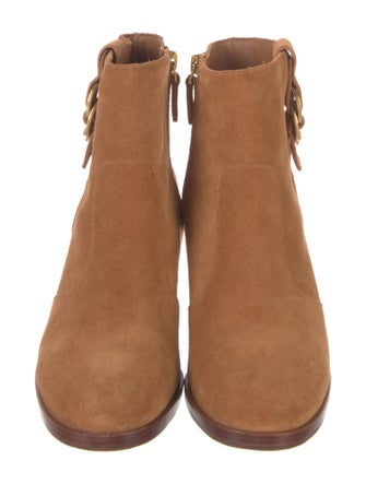 Tory Burch Suede Leather Trim Embellishment Boots