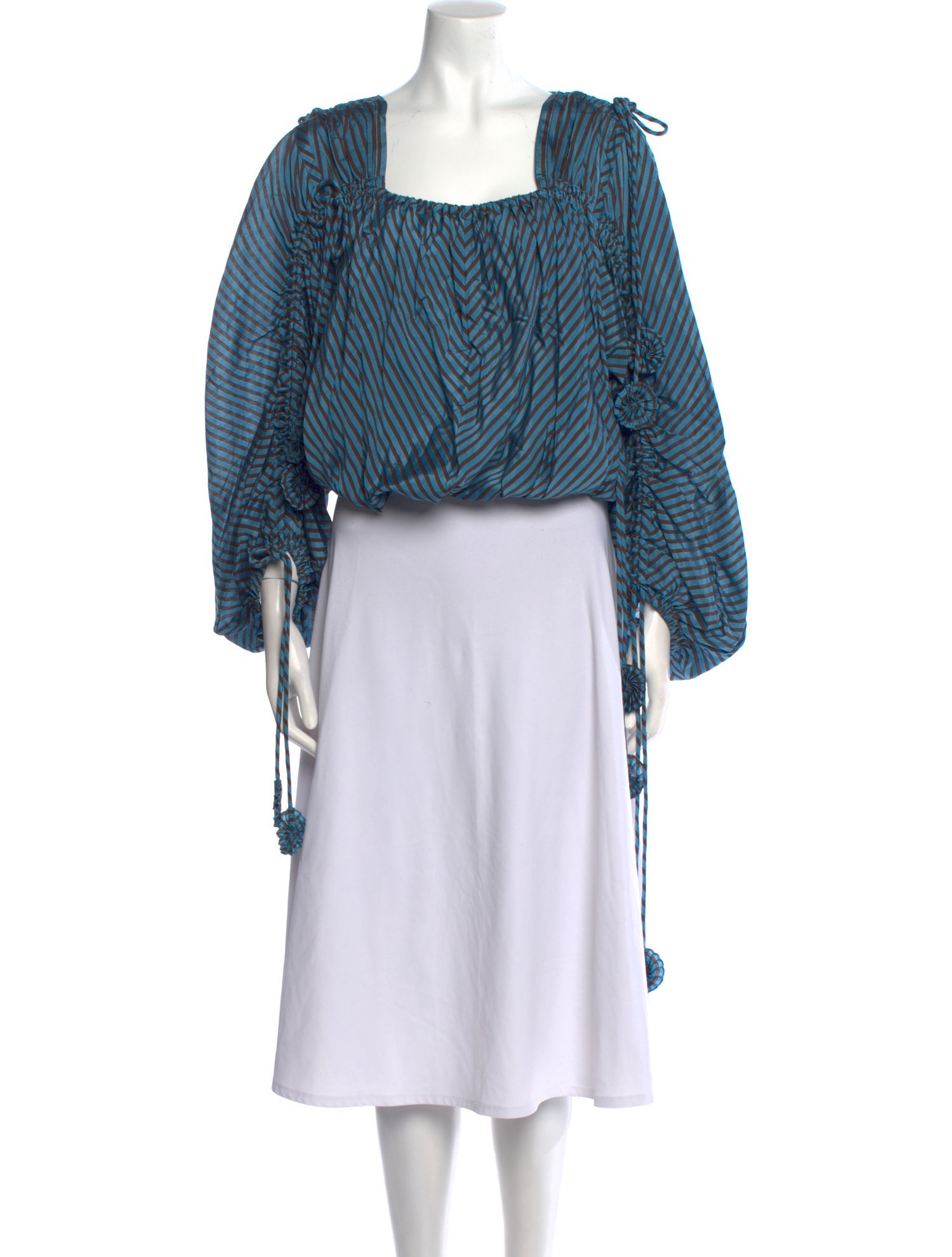 Tory Burch Striped Square Neckline Crop Top