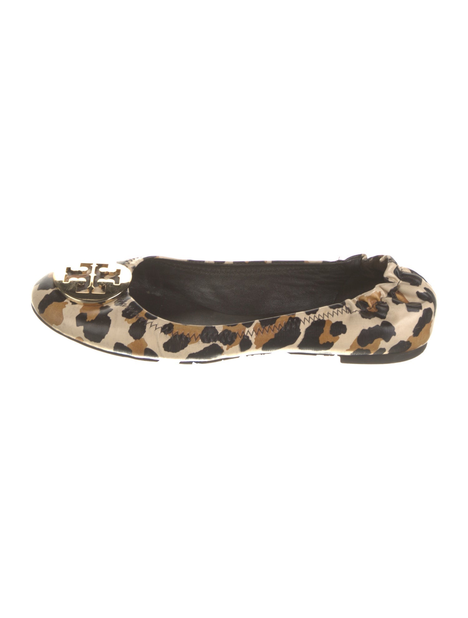 Tory Burch Leather Animal Print Ballet Flats