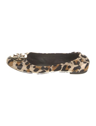 Tory Burch Leather Animal Print Ballet Flats