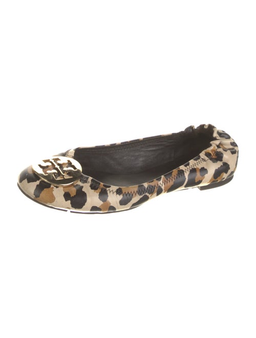 Tory Burch Leather Animal Print Ballet Flats