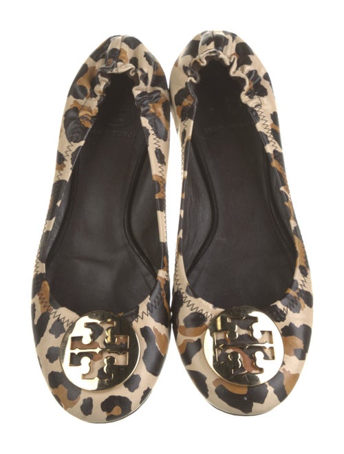 Tory Burch Leather Animal Print Ballet Flats
