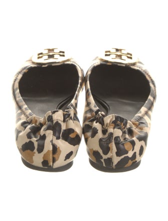 Tory Burch Leather Animal Print Ballet Flats