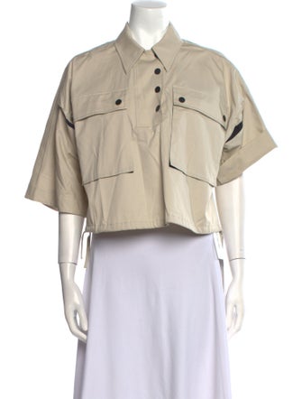 Tory Burch Three-Quarter Sleeve Crop Top