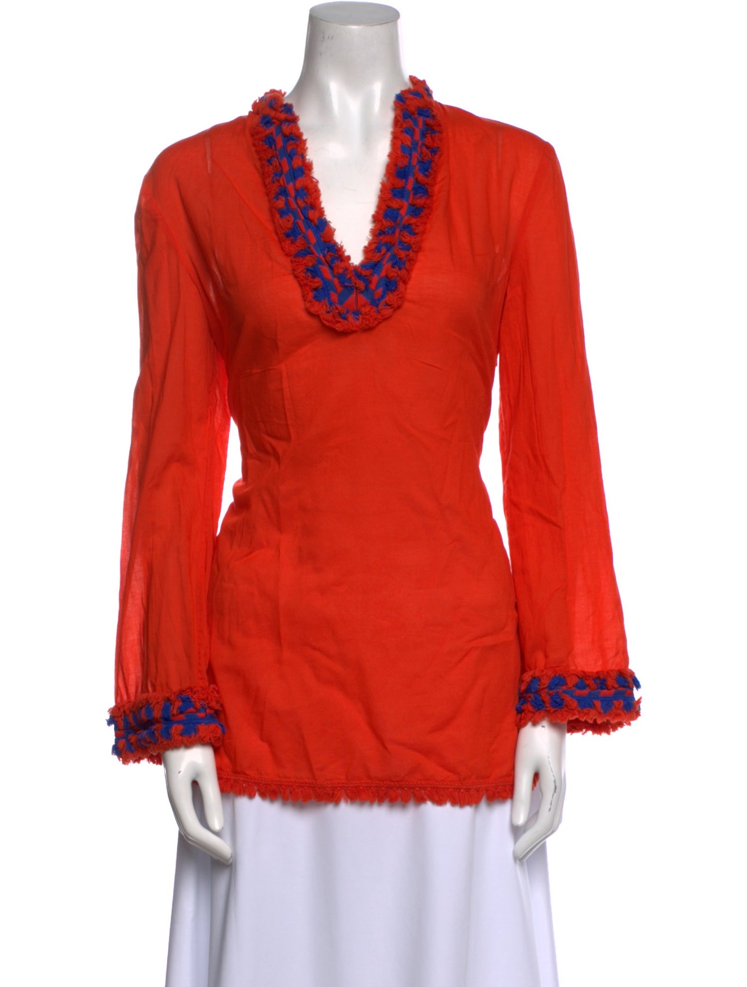 Tory Burch V-Neck Long Sleeve Blouse