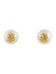 Tory Burch Faux Pearl Logo Stud Earrings