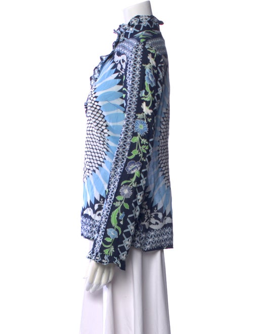 Tory Burch Printed Mock Neck Button-Up Top