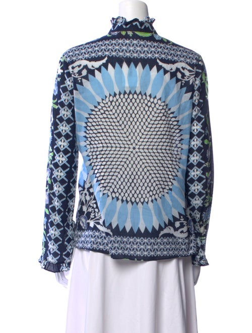 Tory Burch Printed Mock Neck Button-Up Top