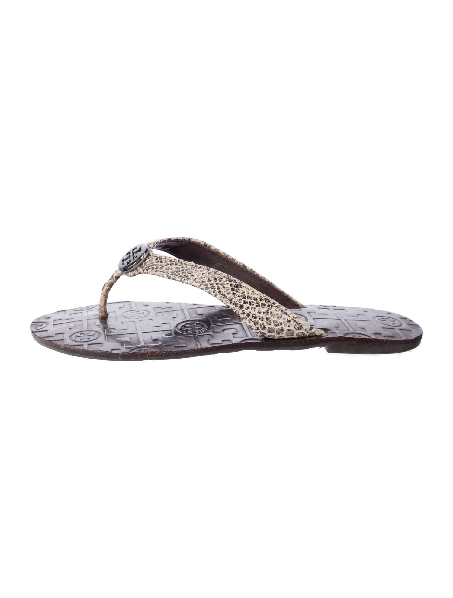 Tory Burch Snakeskin Printed Flip Flops