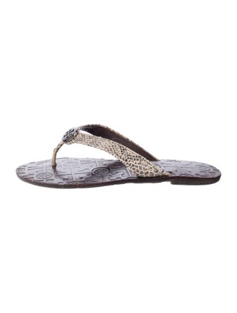 Tory Burch Snakeskin Printed Flip Flops