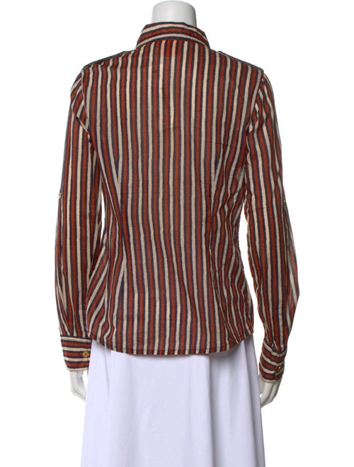 Tory Burch Striped Long Sleeve Button-Up Top