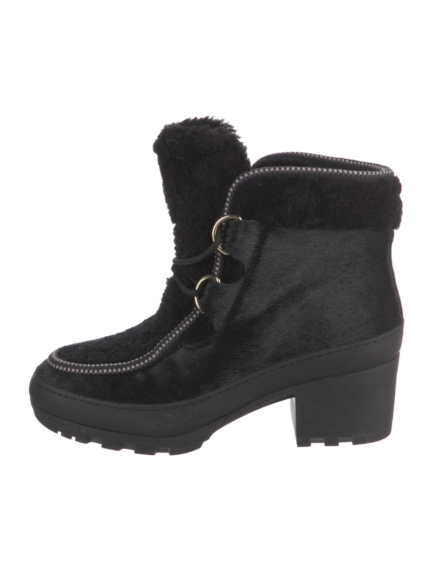 Tory Burch Ponyhair Lace-Up Boots