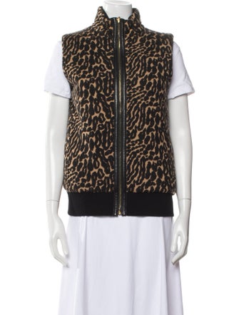 Tory Burch Merino Wool Animal Print Vest