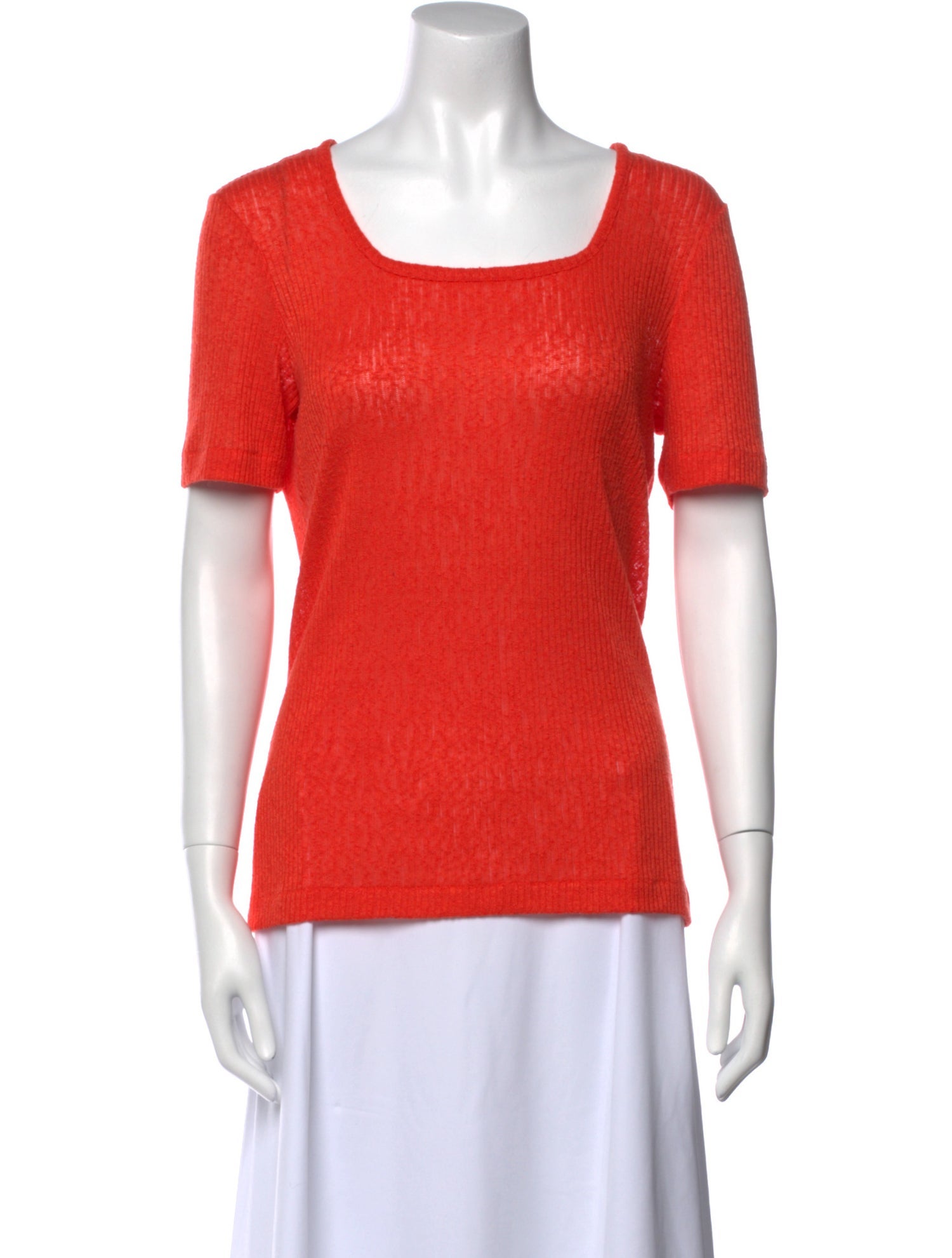 Tory Burch Square Neckline Short Sleeve T-Shirt