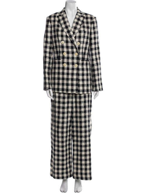 Tory Burch Linen Plaid Print Pantsuit