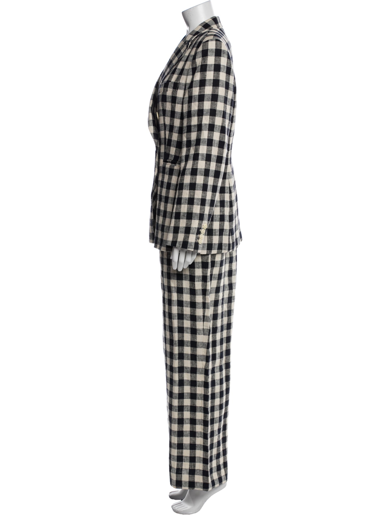 Tory Burch Linen Plaid Print Pantsuit
