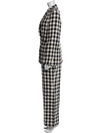 Tory Burch Linen Plaid Print Pantsuit