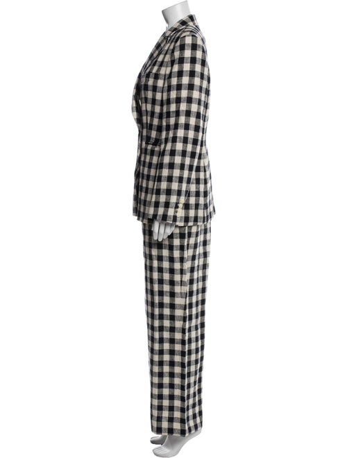 Tory Burch Linen Plaid Print Pantsuit