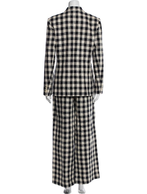 Tory Burch Linen Plaid Print Pantsuit