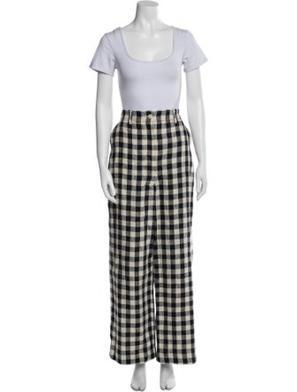 Tory Burch Linen Plaid Print Pantsuit