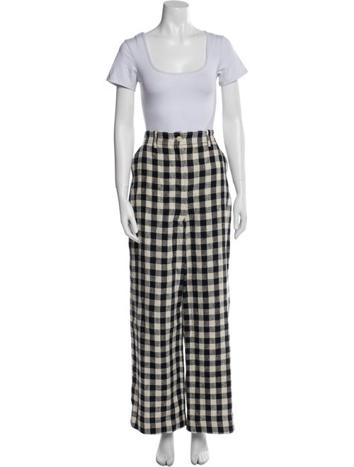 Tory Burch Linen Plaid Print Pantsuit