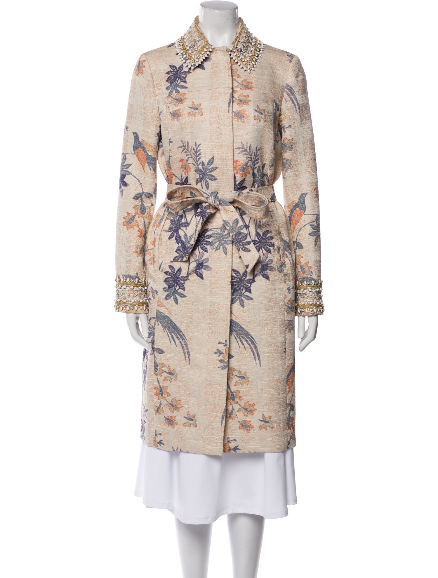 Tory Burch Floral Print Trench Coat