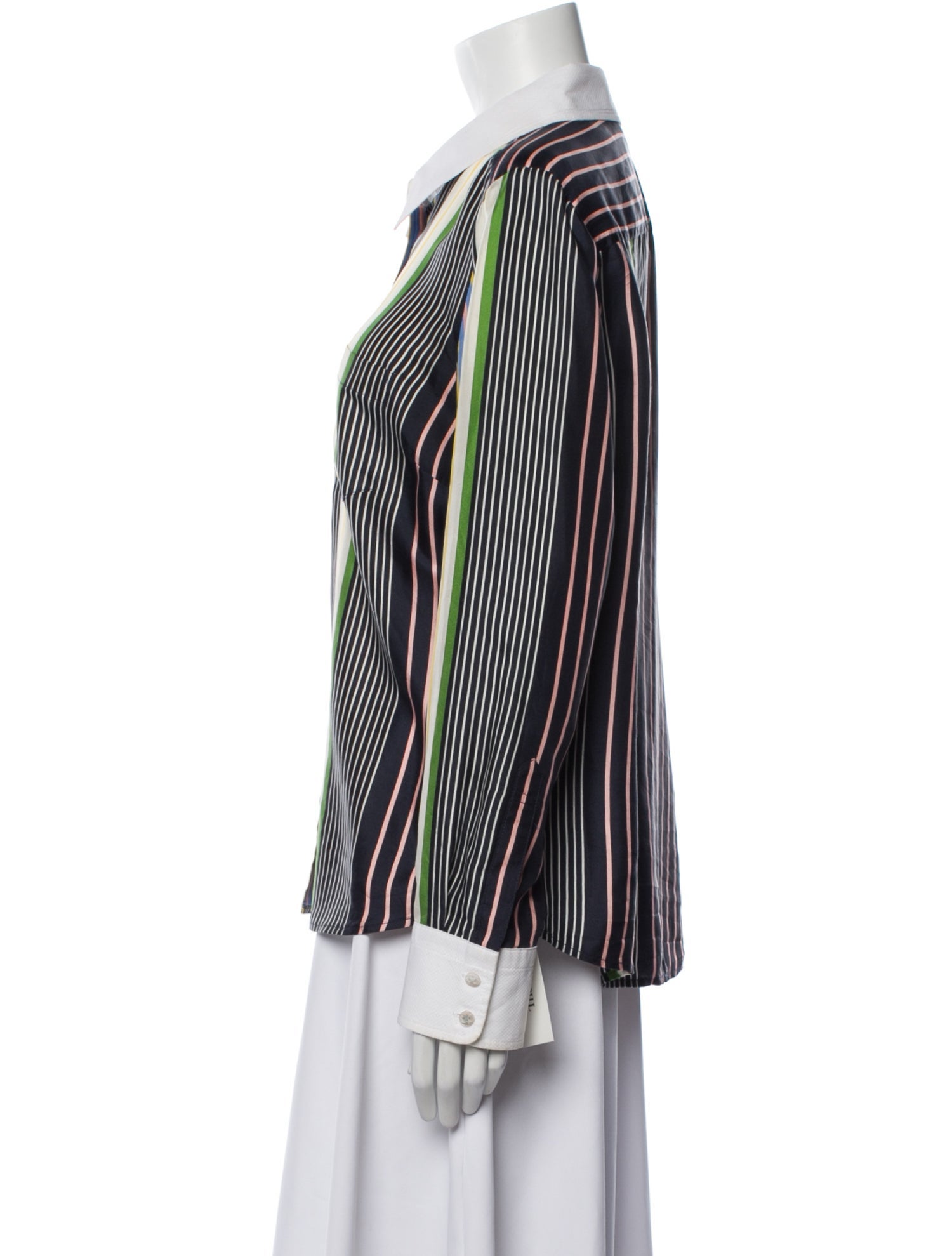 Tory Burch Silk Striped Button-Up Top