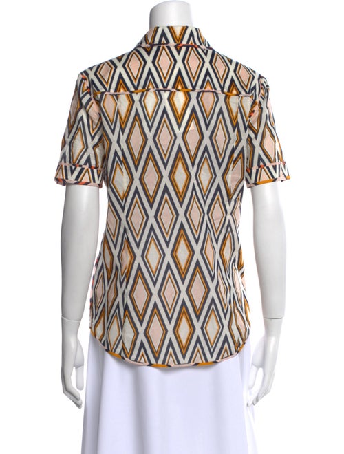 Tory Burch Printed Short Sleeve Button-Up Top
