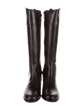 Tory Burch Leather Chain-Link Accents Riding Boots