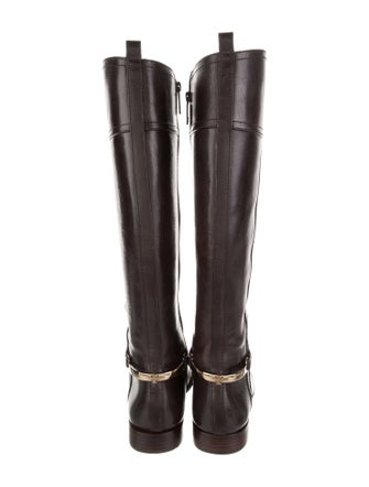 Tory Burch Leather Chain-Link Accents Riding Boots