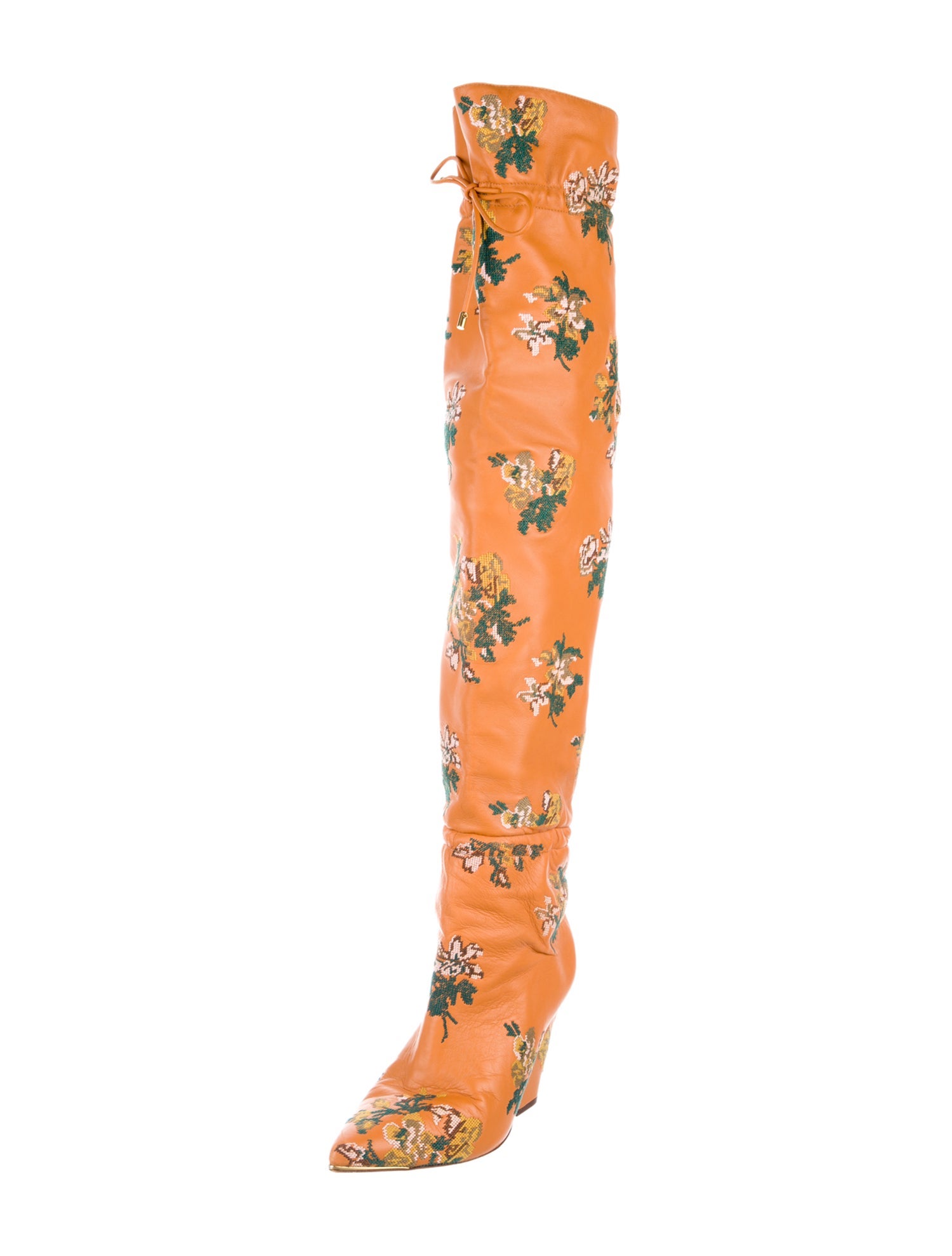Tory Burch Leather Floral Print Boots