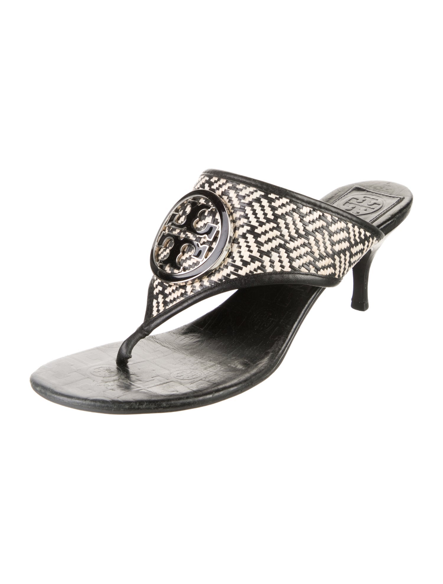 Tory Burch Leather Animal Print Slides