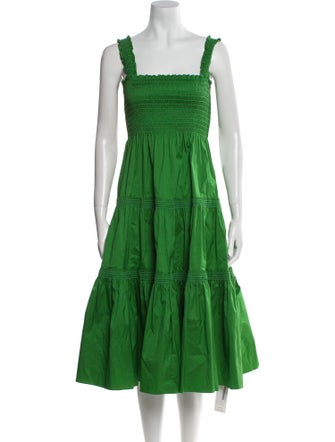 Tory Burch Square Neckline Midi Length Dress