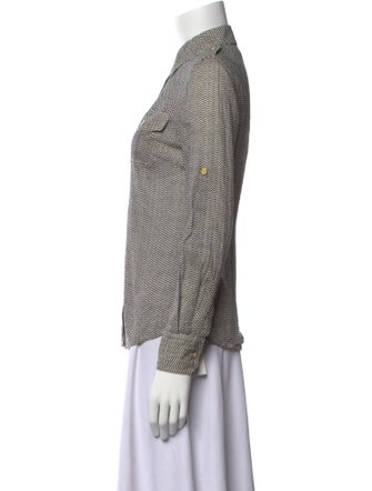 Tory Burch Printed Long Sleeve Button-Up Top