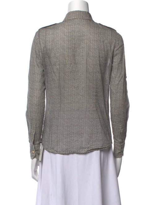 Tory Burch Printed Long Sleeve Button-Up Top