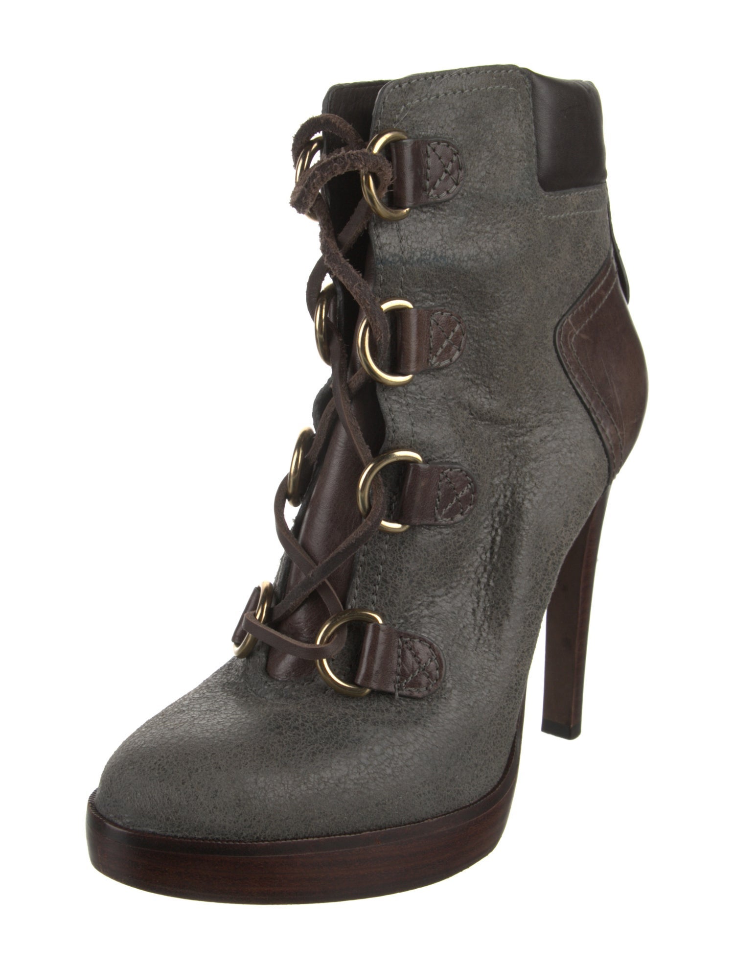 Tory Burch Leather Lace-Up Boots
