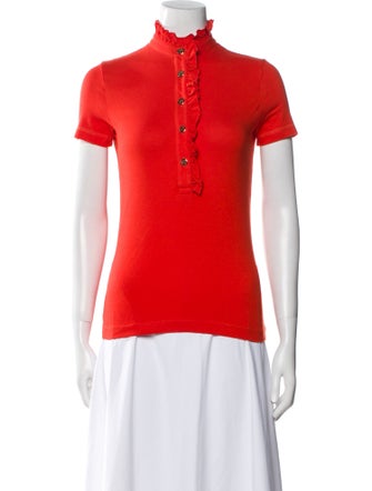 Tory Burch Mock Neck Short Sleeve Polo