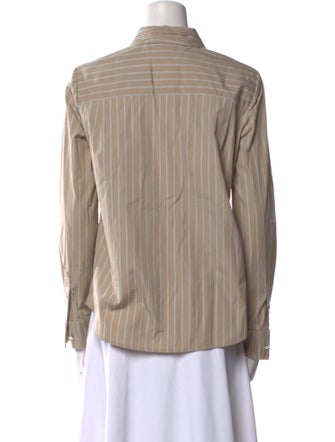 Tory Burch Striped Long Sleeve Button-Up Top