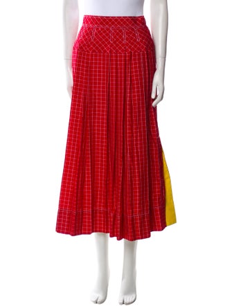 Tory Burch Plaid Print Midi Length Skirt