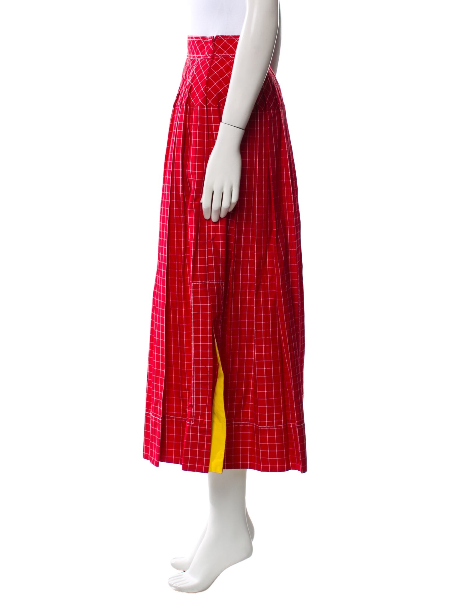 Tory Burch Plaid Print Midi Length Skirt